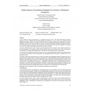 Global Aspects of Australian Aboriginal Law Systems. A Biological Perspective. Global Aspects of Australian Aboriginal Law Systems. A Biological Perspective.